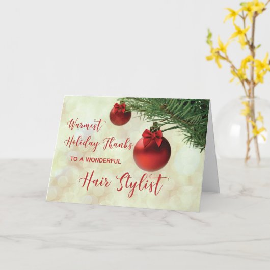 Bedankt voor Hair Stylist Christmas Tree Ornament Kaart (Gele Bloem)