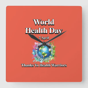 Bedankt voor Health Warriors. Wereldgezondheidsdag Vierkante Klok