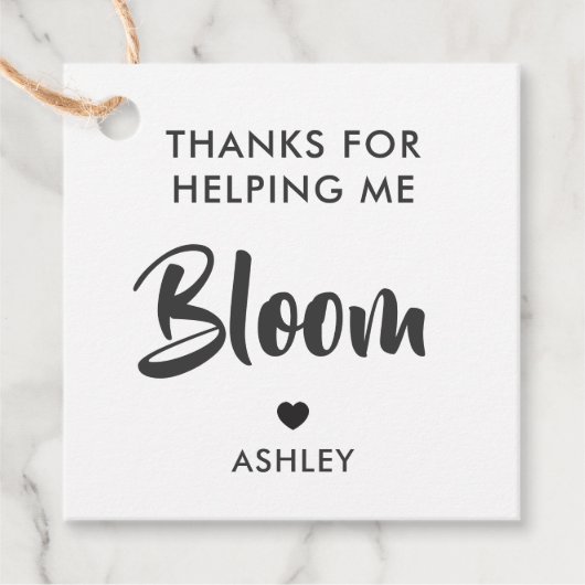 Bedankt voor Helping Me Bloom Flower Gift Label, K Bedankjes Labels (Voorkant)