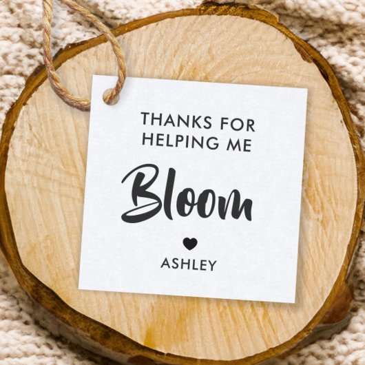 Bedankt voor Helping Me Bloom Flower Gift Label, K Bedankjes Labels