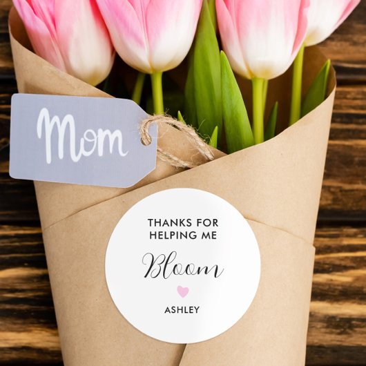 Bedankt voor Helping Me Bloom Flower Sticker