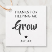 Bedankt voor Helping Me Grow Gift Label, Kraft Bedankjes Labels (Voorkant)