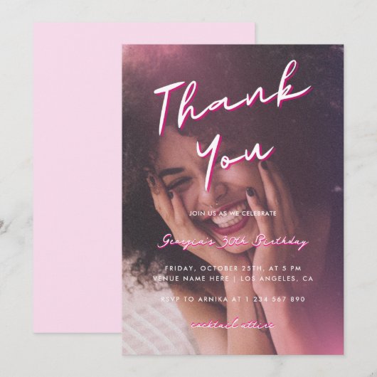 Bedankt voor het 30e verjaardagsfeestje kaart (Voorkant / Achterkant)