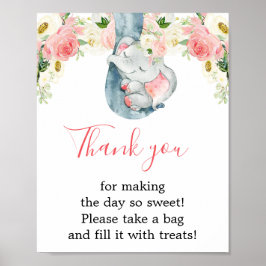 Bedankt voor het baby shower van de olifant poster