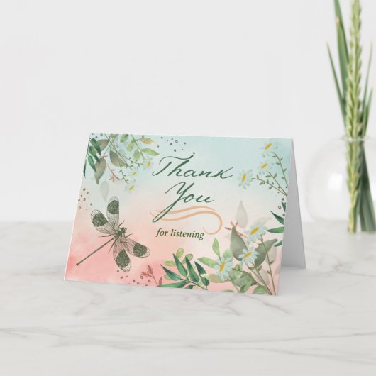 Bedankt voor het beluisteren van Dragonfly Daisies Kaart (Voorkant)
