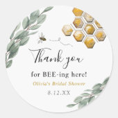 Bedankt voor het bijen hier Eucalyptus Ronde Sticker (Voorkant)