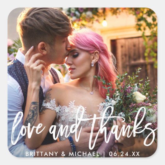 Bedankt voor het binden van moderne penseelliefheb vierkante sticker (Voorkant)