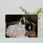 Bedankt voor het bruiloft foto Echte Folie koprege Folie Uitnodiging (Staand Voorkant)