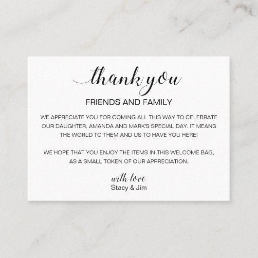 Bedankt voor het cadeau-pakje voor het huwelijk plaatskaartje (Voorkant)
