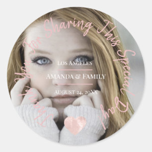 Bedankt voor het delen van deze speciale dag hartk ronde sticker