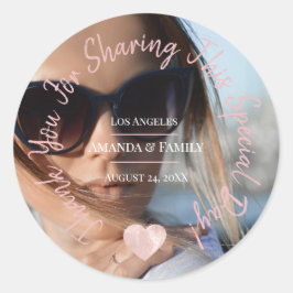 Bedankt voor het delen van deze speciale dag roze  ronde sticker