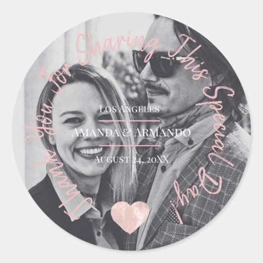 Bedankt voor het delen van dit speciale dag hart R Ronde Sticker (Voorkant)