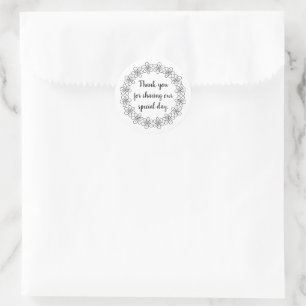 Bedankt voor het delen van onze speciale dag bloem ronde sticker