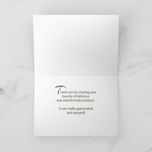 Bedankt voor het delen van tuingroenten en product kaart (Binnen)