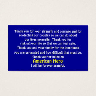 Bedankt voor het dienen van ons land visitekaartjes