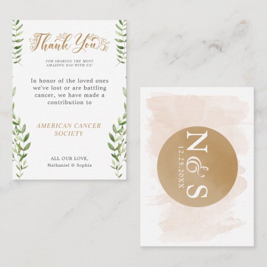 Bedankt voor het doneren van de Charity Wedding Pl Plaatskaartje (Voorkant / Achterkant)