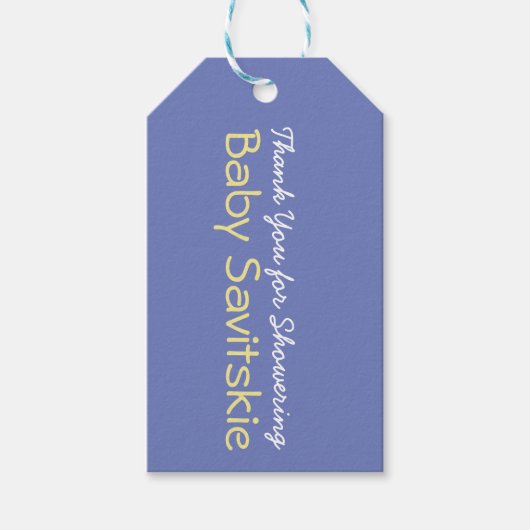 Bedankt voor het douchen Baby Gift Label - Paarse Cadeaulabel (Voorkant)