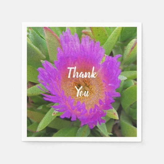 Bedankt voor het eten Heldere Paarse ventilator Servet (Voorkant)