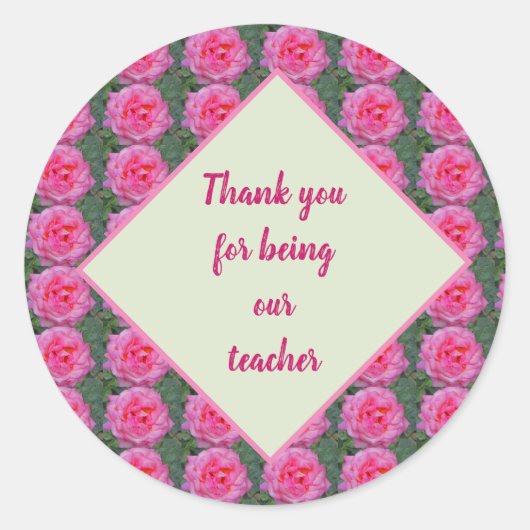Bedankt voor het feit dat je mijn leraar roze roze ronde sticker (Voorkant)