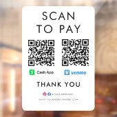 Bedankt voor het gebruik van App Venmo Scan om QR Raamsticker (Vel 2)