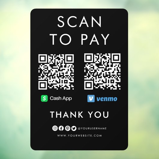 Bedankt voor het gebruik van App Venmo Scan om QR  Raamsticker (Vel 3)