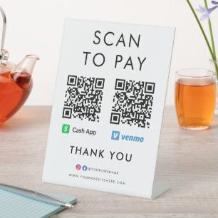 Bedankt voor het gebruik van App Venmo Scan om QR Reclamebord Met Voetstuk