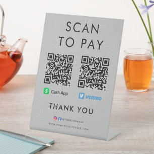 Bedankt voor het gebruik van App Venmo Scan om QR Reclamebord Met Voetstuk