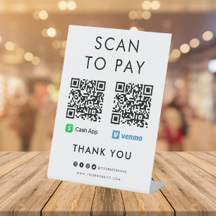 Bedankt voor het gebruik van App Venmo Scan om QR Reclamebord Met Voetstuk