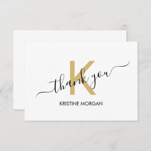 Bedankt voor het gouden monogram script (Voorkant / Achterkant)