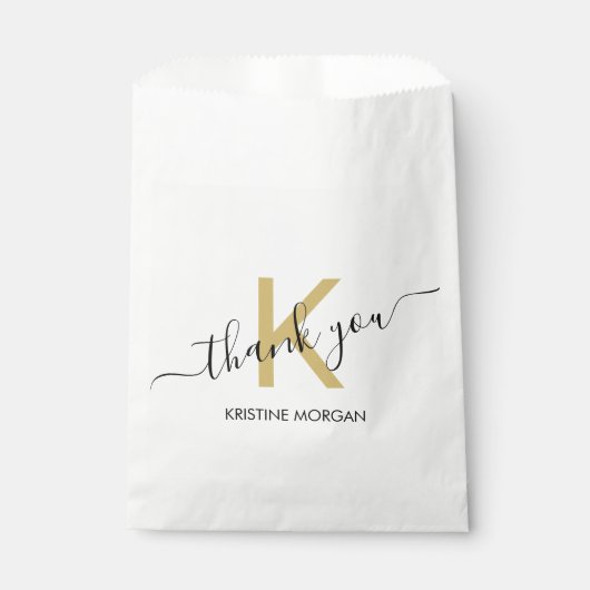 Bedankt voor het gouden monogram script bedankzakje (Voorkant)