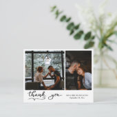 Bedankt voor het handgeschreven moderne | Koppelfo Feestdagenkaart (Staand voorkant)