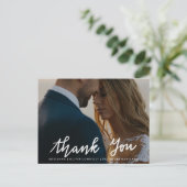 Bedankt voor het handgeschreven witte script | Kop Briefkaart (Staand voorkant)