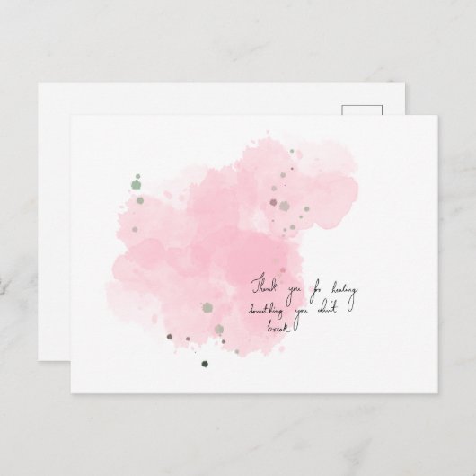 Bedankt voor het helen van iets dat je niet gebrok briefkaart (Voorkant / Achterkant)