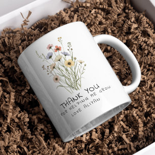 Bedankt voor het helpen groeien bloemenleraar koffiemok