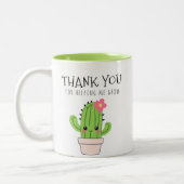 Bedankt voor het helpen groeien, cactus groen tweekleurige koffiemok (Links)