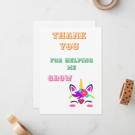 Bedankt voor het helpen groeien notitiekaartje (Voorkant / Achterkant in situ)