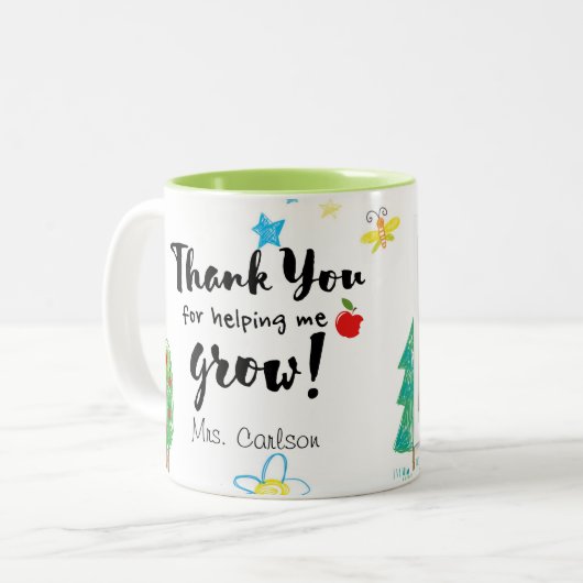 Bedankt voor het helpen van de waardetoefening voo tweekleurige koffiemok (Voorkant links)