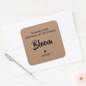 Bedankt voor het helpen van mijn bedrijf Bloom Gif Vierkante Sticker (Envelop)