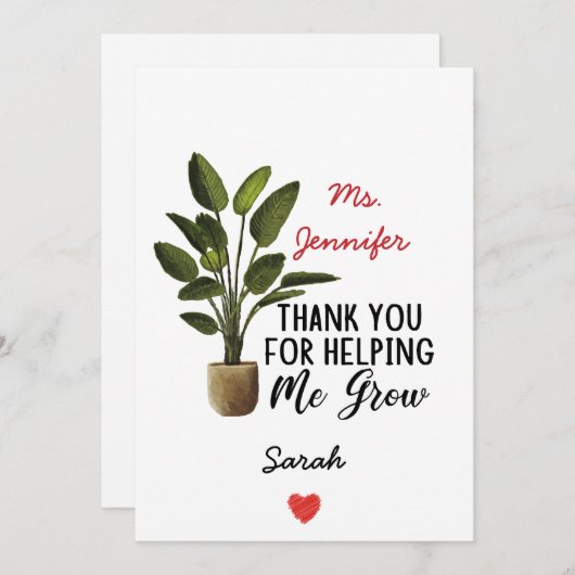 Bedankt voor het helpen van mijn lerarenwaardering feestdagenkaart (Voorkant / Achterkant)