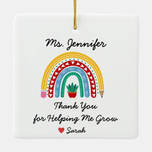 Bedankt voor het helpen van mijn lerarenwaardering keramisch ornament (Achterkant)