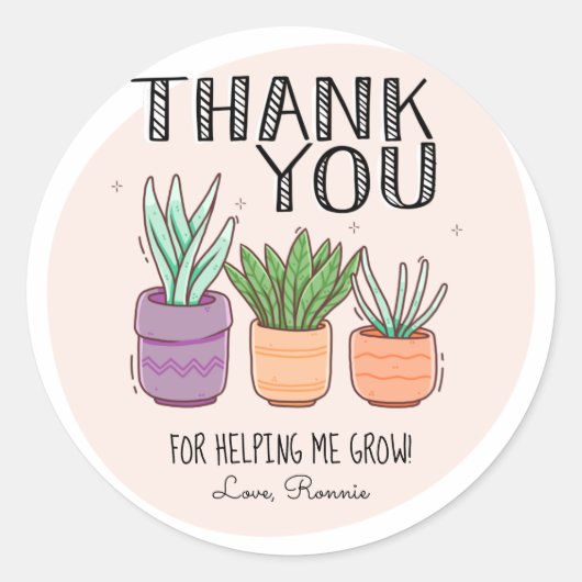 Bedankt voor het helpen van mijn lerarenwaardering ronde sticker (Voorkant)