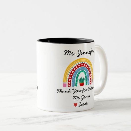 Bedankt voor het helpen van mijn lerarenwaardering tweekleurige koffiemok (Voorkant rechts)
