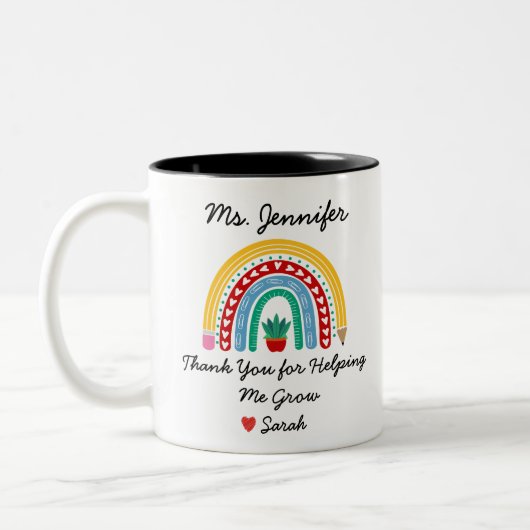 Bedankt voor het helpen van mijn lerarenwaardering tweekleurige koffiemok (Links)