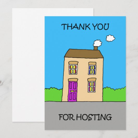 Bedankt voor het hosten van Cartoon House Feestdagenkaart (Voorkant / Achterkant)