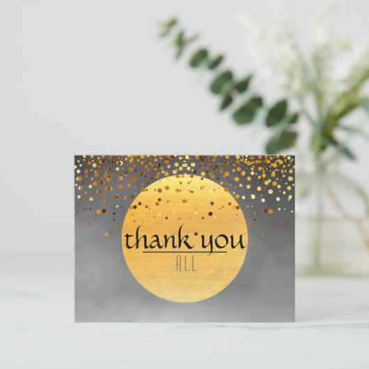 Bedankt voor het huwelijk Confetti Glitter Black Briefkaart (Staand voorkant)