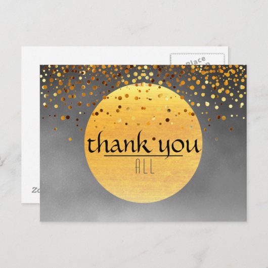 Bedankt voor het huwelijk Confetti Glitter Black Briefkaart (Voorkant / Achterkant)