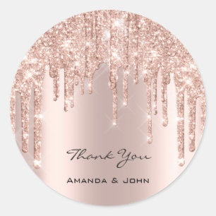 Bedankt voor het huwelijk Roos Glitter Spark Ronde Sticker