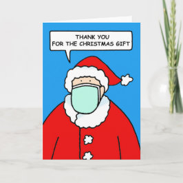 Bedankt voor het kerstcadeau Santa in Facemask Kaart