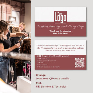 Bedankt voor het kiezen van onze Hair Salon Visitekaartje