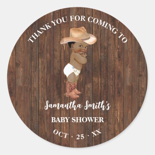 Bedankt voor het komen AA Cowboy Western Baby show Ronde Sticker (Voorkant)